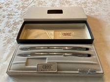 Vintage 1982 Cross Lustrous Chrome Ball Point Pen & Pencil Set NIB Cross 3501 picture