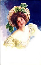 Artist Postcard Beautiful Brunette Woman picture
