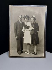 Vintage 1944 Original Photograph 5 X 7, Mother Father, Daughter Confirmation Day picture