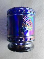 Vintage Bob St. Clair Blue Carnival Glass Bicentennial Toothpick Holder picture