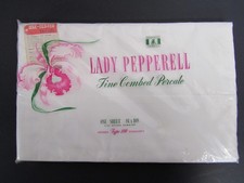 Vintage 1950s Lady Pepperell Full Flat Sheet White Percale 81x108 NOS NIP picture