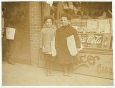 Newark New Jersey 1912 Tom and Jerry schoolboys with newspapers Coca Cola sign picture