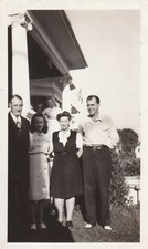 Vintage Photo 1950s Lovely Couples Photobomb Girl American Flag Outdoors USA picture