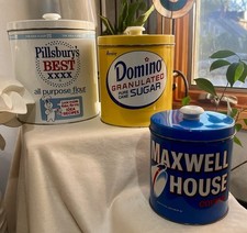 Vintage Pillsbury Domino Maxwell House Metal Canister Set 3 J.L. Clark picture