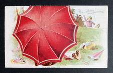 Schlitz Lager Beer Advertising Postcard c1890s Risque Umbrella Mechanical Picnic picture