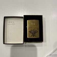 1992 MARLBORO LONGHORN STEER BULL Solid Brass Zippo ~ Org. Packing. picture