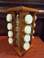 Vintage Kamenstein Teak Wood Rotating Spice Rack 16 Jar Lazy Susan MCM Taiwan picture
