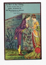San Francisco CA CLOTHING STORE Joseph Figel 1880's VICTORIAN Trade Card picture