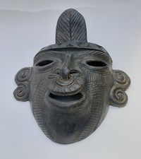 Handcrafted Pre-Columbian Style Clay Face Mask 8 x 7.5 South America picture