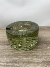 Large 1960's German Sculptural Textured Thick Heavy Green Glass Ashtray picture