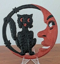 1930s Antique Vintage Halloween German Germany Cat Moon Embossed Die Cut 5