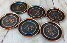 6 vtg metal coat of arms coasters picture