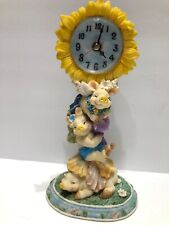 Ceramic Sunflower Clock w/ 3 Happy Pigs and Flowers Figurine - Clock not working picture