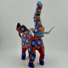 Signed Gilberto Ortega Mendez Oaxacan Alebrije Elephant Wood Handpainted 90s VTG picture