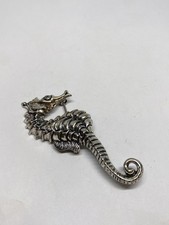 5g 925 STERLING SILVER BEAU VINTAGE SEAHORSE PIN BROOCH HIGH DETAILED picture