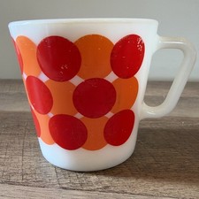 PYREX Orange Red Mod Dot Dots Coffee Cup Mug 10 oz # 1410 Vintage Very Rare HTF picture