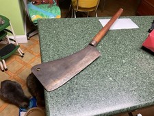 Antique Huge Foster Bros Hog Splitter Butcher Meat Cleaver Cutlery Knife #13 picture