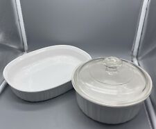 New F-56-SP Corning Ware French White 1.5 Qt Round F-5-B w/Lid & Dish F-6-B picture