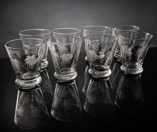 Vintage Javit Crystal Etched Palm Tree Double Shot Glasses 3 oz Set of 8 MCM picture