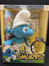 THE SMURFS 50th Anniversary Special Edition Plush w/ Gold Figure, Sketch & DVD picture