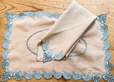 Vintage Estate Linens -  Embroidered Marghab “Shell” 12 pc Placemat Setting B545 picture
