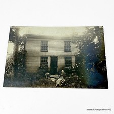 Vintage RPPC Postcard Woman House Rural Home 