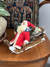 Vintage 1992 Connie Krizner German Santa In Sled Figure Primitive Folk Art picture