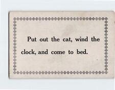 Postcard Put out the cat, wind the clock and come to bed., Frame Art Print picture