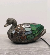 Tiffany Style Duck Lamp Stained Glass Multicolor Rare Color Working Vtg Desk picture