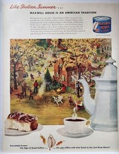 1951 Maxwell House Coffee Fall Scene MCM Original Print Ad Life Magazine 50's picture
