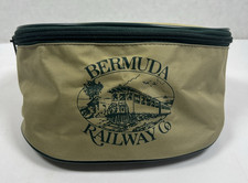 Vintage Bermuda Railway Co. 4 Compartment Fanny Pack Waist Bag Tan/Green picture