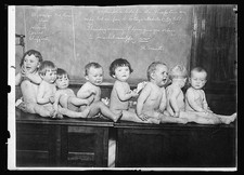 Photo:1918 1919 Classroom Babies on Desks Blackboard Childcare Nursery picture