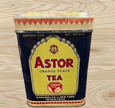 Vintage Astor Orange Pekoe Tea Tin 1/2 lb B Fischer & Co New York picture