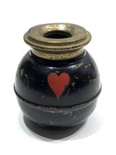 Railroad Heart Ashtray 1920’s “Nevasmok” Train Brass Black Red 2.75” picture