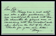 Mary Philbin - Silent Firm Actress - 3x5 Card w/ Written Note- Signed (a) picture