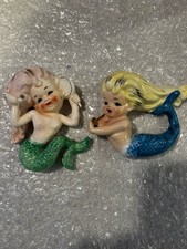 2 VGT Bradley Ceramic Mermaids Combing Hair & Gold Arrow. picture
