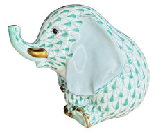 Herend First Edition Porcelain Baby Elephant Sitting 15429 Green Fishnet - 2000 picture