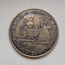 Chanute Kansas First Century Of Continuing Progress 1973 Commemorative Token picture