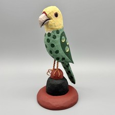 Vintage Brian Paine Carved Wood PA Folk Art Carolina Parakeet 8.75
