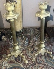 PAIR OF ANTIQUE FRENCH GILT BRONZE CANDLE HOLDERS, NEOCLASSICAL STYLE 19 Th picture