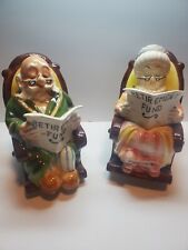 Vintage Lefton Mr & Mrs Old People Rockers Piggy Banks Retirement Fund Porcelain picture