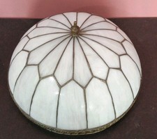 Gorgeous Antique Tiffany Style White Slag Glass Hanging Ceiling Lighting Dome picture