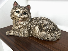 LARGE ANTIQUE VINTAGE c.1920 HUBLEY #335 FIRESIDE CAT STATUE DOORSTOP picture