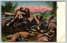 c1910s WW1 Battle Dead Soldiers Sunset Bazooka Antique Vintage Postcard picture