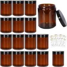 8oz Amber Glass Jars with Lids, 15 Pack picture