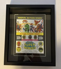 1960's FRAMED MARVEL COMICS FLICKER RINGS ON CARD set #1 picture