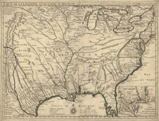 Guillaume de l'Isle Louisiana Mississippi Map 1718 Vintage Wall Art Reprint picture