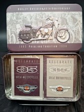Vtg Harley Davidson 95th Anniversary Collector's Tin W-2 Decks Sealed Cards picture