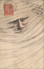 A/s PATELLA Metamorphic Fantasy Beautiful Woman in Wind STAMP ON FRONT PC picture