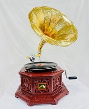 Vintage Style Handmade Gramophone Phonograph Record Player Working Wind-Up Home picture